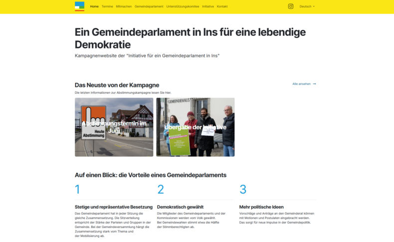 Website www.gemeindeparlament-ins.ch